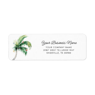 Palm Tree Business Christmas Return Address Label