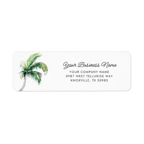 Palm Tree Business Christmas Return Address Label