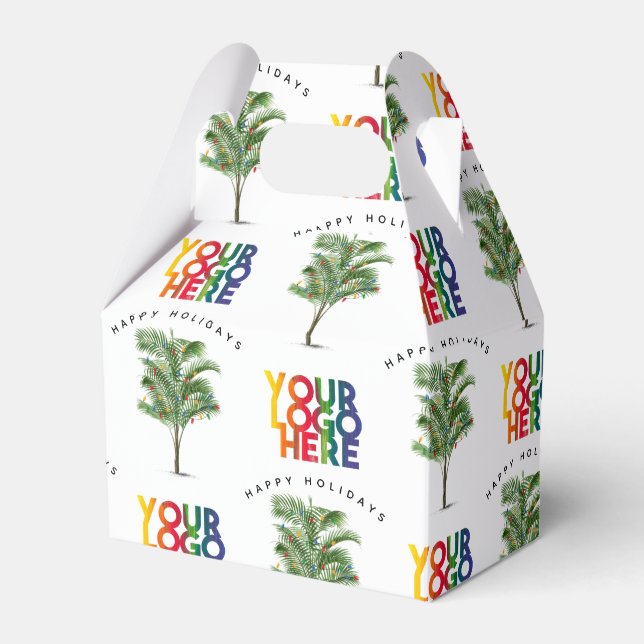 Palm Tree Business Logo Holiday Christmas Card Favor Boxes (Front Side)