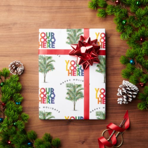 Palm Tree Business Logo Holiday Christmas Card Wrapping Paper