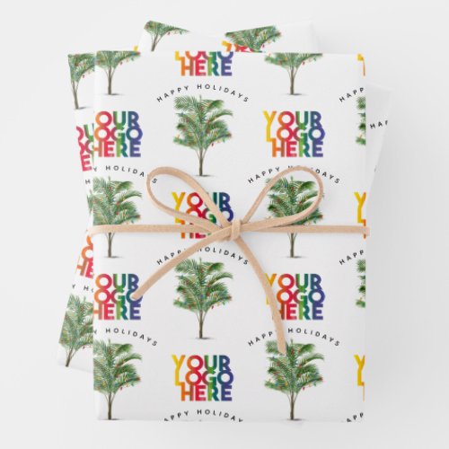 Palm Tree Business Logo Holiday Christmas Card Wrapping Paper Sheets