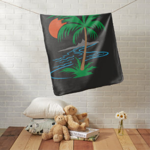 Palm Tree by the River   Tropical Sunset Art Baby Blanket
