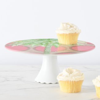 Palm Tree Cake Stand- Pretty Pink Polka Dots Cake Stand