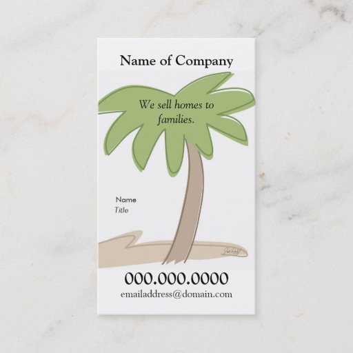 Customizable Palm Tree - Card Template Business Cards