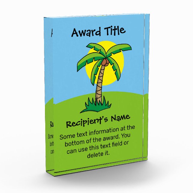 Palm Tree Cartoon Acrylic Award (Left)