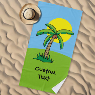 Palm Tree Cartoon Beach Towel