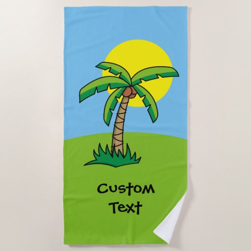 Palm Tree Cartoon Beach Towel