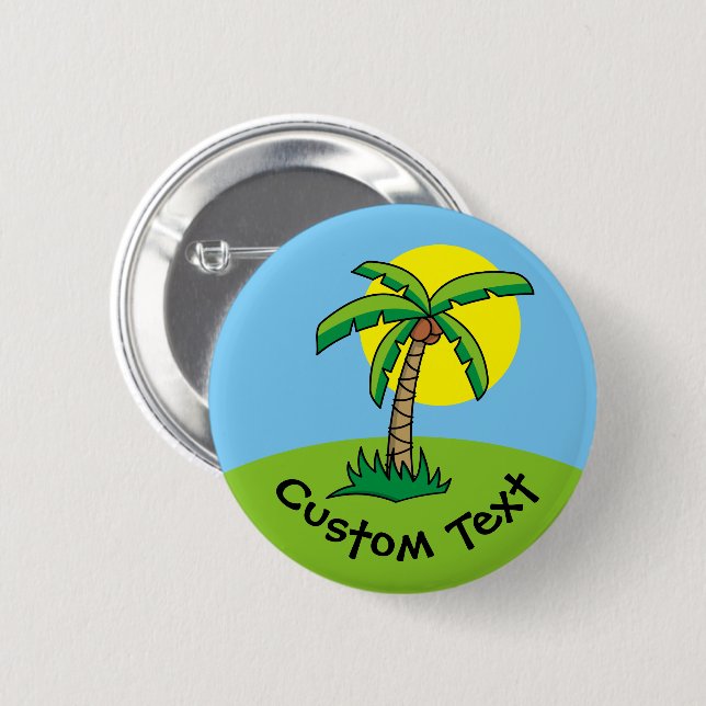 Palm Tree Cartoon Button (Front & Back)
