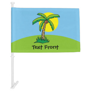 Palm Tree Cartoon Car Flag