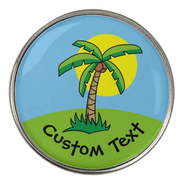 Palm Tree Cartoon Golf Ball Marker (Front)