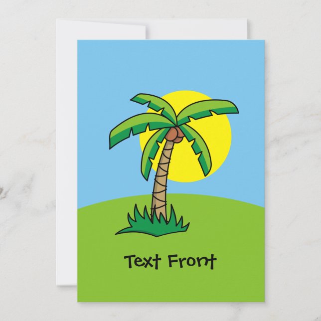 Palm Tree Cartoon Invitation (Front)