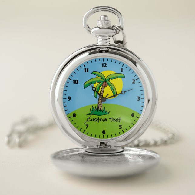Palm Tree Cartoon Pocket Watch (Inside)