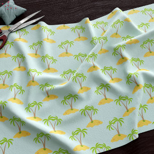 Palm Tree Cartoon Tropical Island Pattern Fabric