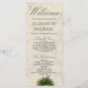 Palm Tree Champagne Cream Elegant Chic Wedding Menu
