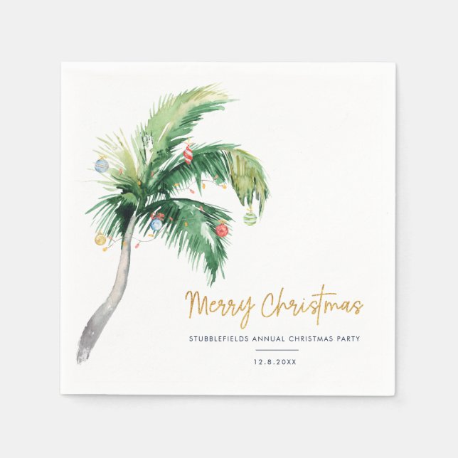 Palm Tree Christmas Family Party Paper Napkins (Front)
