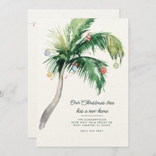 Palm Tree Christmas Holiday Moving New Address Announcement