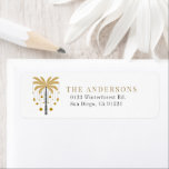 Palm Tree Christmas Holiday Return Address Label<br><div class="desc">This chic Christmas holiday return address label features a faux/fake gold palm tree with ornaments. Personalize it for your needs. You can find matching products at my store.</div>