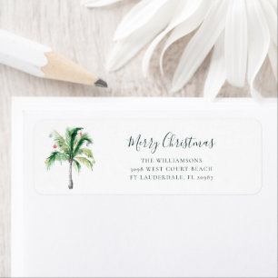 Palm Tree Christmas Holidays Return Address Label