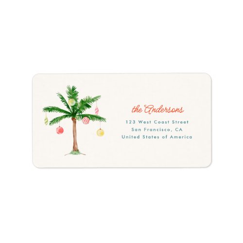 Palm Tree Christmas in July Summer Party Address Label