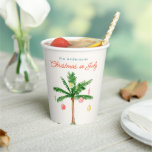 Palm Tree Christmas in July Summer Party Watercolo Paper Cups