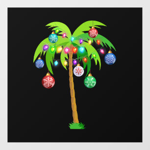 Palm Tree Christmas Lights Funny Beach Summer Floor Decals