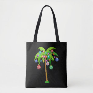 Palm Tree Christmas Lights Funny Beach Summer Tote Bag
