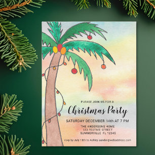 Palm Tree Christmas Party Invitation Postcard