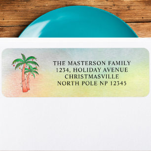 Palm Tree Christmas Return Address Label
