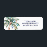 Palm Tree Christmas Tree Return Address Label<br><div class="desc">Bring beach vibes to your holiday mail with these festive return address labels featuring a watercolor palm tree decked out in colorful ornaments and string lights. These labels add a tropical twist to your seasonal greetings making them ideal for island lovers, coastal dwellers, or anyone trading snowflakes for seashells. Pair...</div>