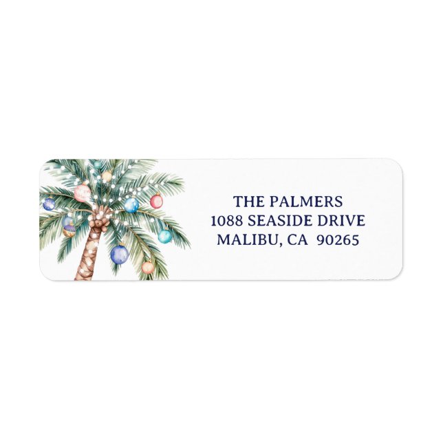 Palm Tree Christmas Tree Return Address Label (Front)