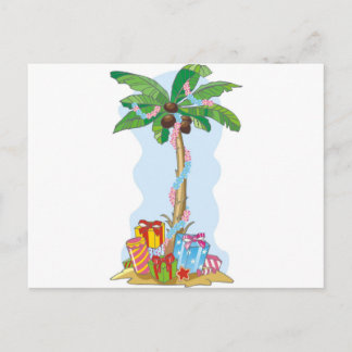 Palm Tree Christmas with gifts Holiday Postcard