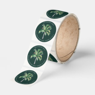 Palm Tree Coastal Christmas Address Classic Round Sticker