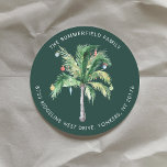 Palm Tree Coastal Christmas Return Address Classic Round Sticker<br><div class="desc">We've Moved Palm Tree Christmas Return Address Classic Round Sticker you can easily customize by clicking the "Personalize" button. A perfect moving and holiday return address sticker for the family moving to the coast during the holidays,  temporarily or permanently</div>