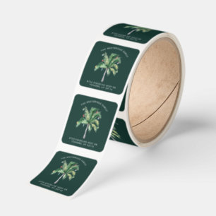 Palm Tree Coastal Christmas Return Address Square Sticker