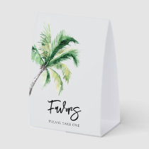 Palm Tree Coastal Destination Wedding Favors Paper Table Tent