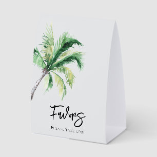 Palm Tree Coastal Destination Wedding Favors Paper Table Tent