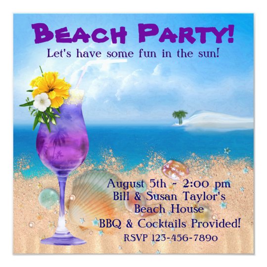 Palm Tree Cocktails Adult Beach Party Card | Zazzle
