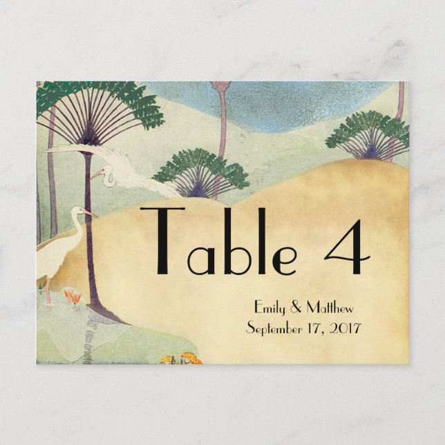 Palm Tree & Crane Destination Wedding Invitations (Front)