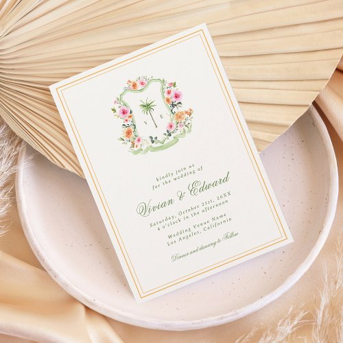 Palm Tree Crest Monogram Tropical Beach Wedding