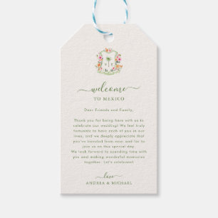 Palm Tree Crest Monogram Tropical Wedding Welcome  Gift Tags
