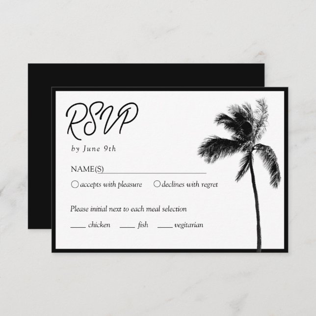 Palm Tree Custom Bat Mitzvah RSVP Enclosure Card (Front/Back)