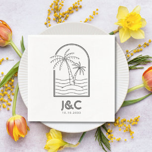 Palm Tree Custom Beach Wedding Cocktail Napkins