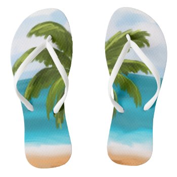 Palm Tree Custom Flip-flops- Make Changes Yourself Flip Flops by Regella at Zazzle