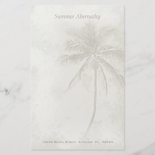 Palm Tree Custom Stationery - Sand color (Front)