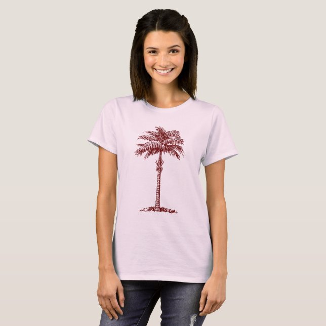 Palm Tree - Dark Red T-Shirt (Front Full)