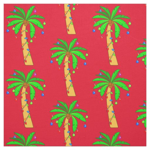 Palm Tree Decorated for Christmas Fabric