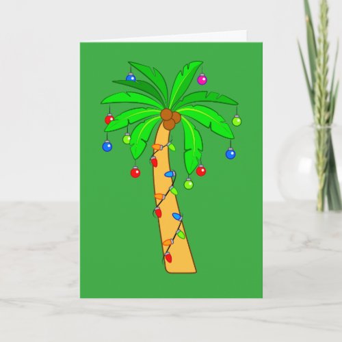 Palm Tree Decorated for Christmas Holiday Card