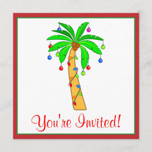 Palm Tree Decorated for Christmas Invitation