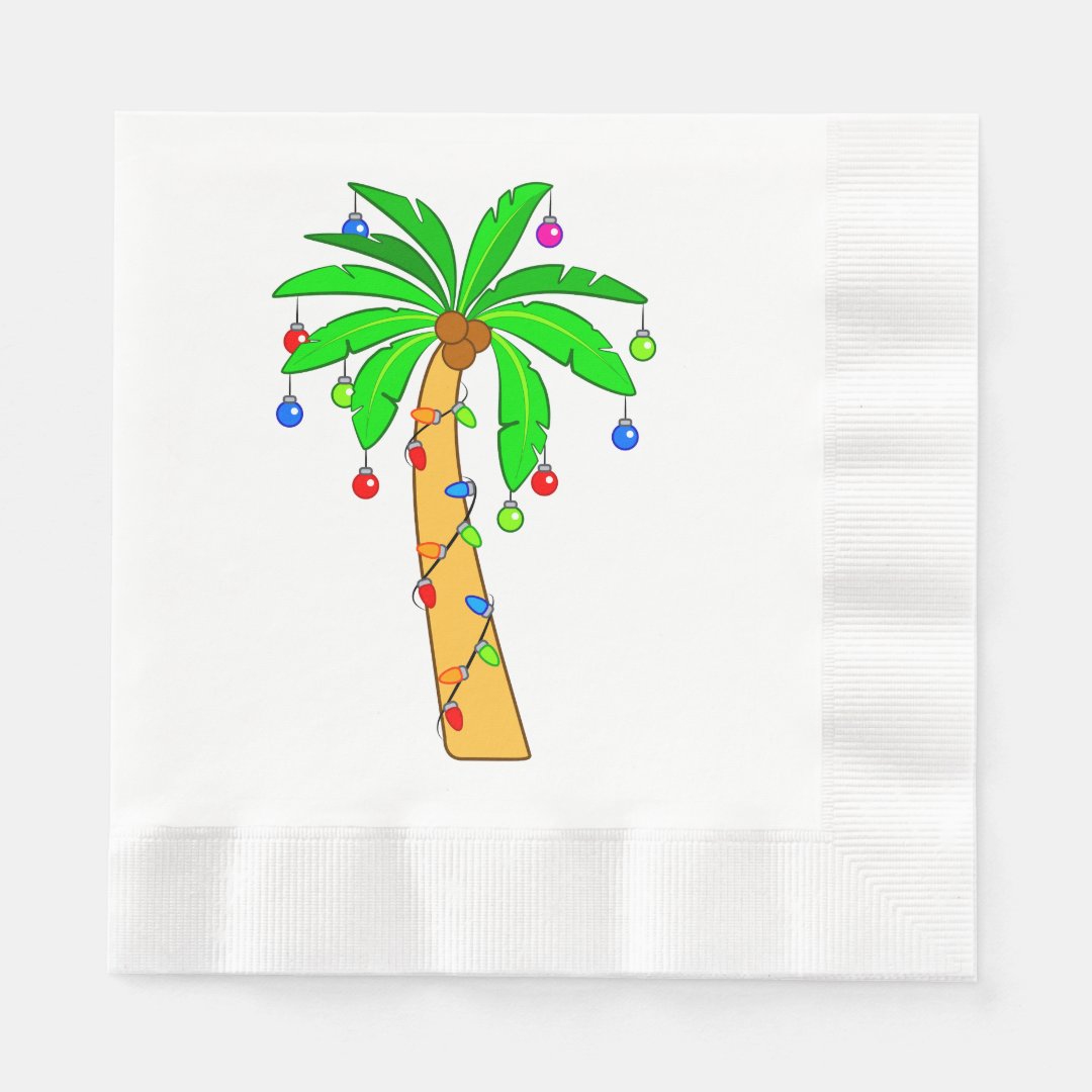Palm Tree Decorated for Christmas Napkins Zazzle