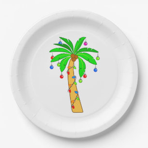 Palm Tree Decorated for Christmas Paper Plates